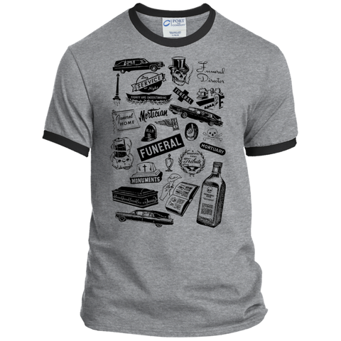Mortuary Wares Ringer Tee (hearse-black ink)