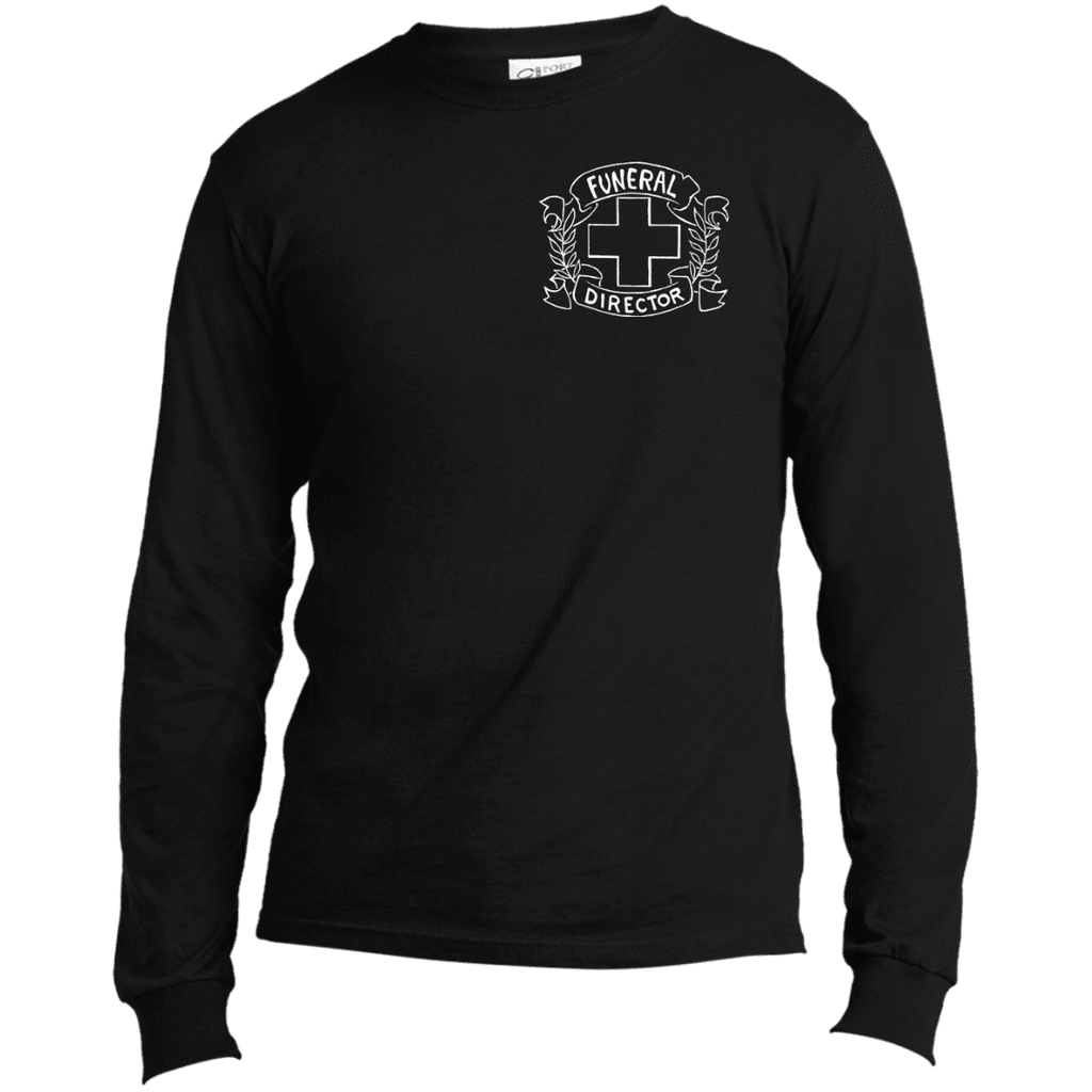 Funeral Director Black Long Sleeve Chest Emblem T Shirt
